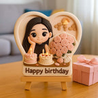 Personalized 3D Mini Figurine with Wooden Base – Custom Photo Home Decor Wedding Birthday Gift