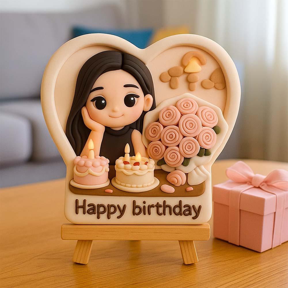Personalized 3D Mini Figurine with Wooden Base – Custom Photo Home Decor Wedding Birthday Gift