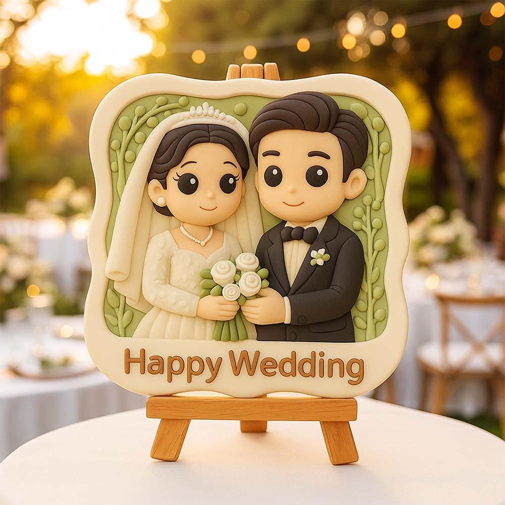 Personalized 3D Mini Figurine with Wooden Base – Custom Photo Home Decor Wedding Birthday Gift