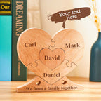 Personalized Engraved Wooden Heart Puzzle – Custom Family Name Home Decor Ornament Gift