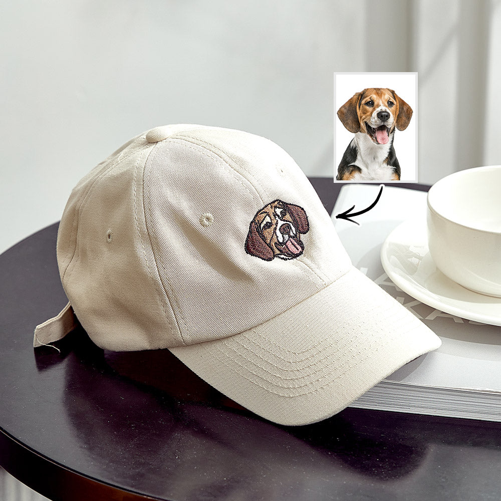 Personalized Embroidered Pet Photo Hat – Custom Dog Face Cotton Cap Gift for Pet Lovers