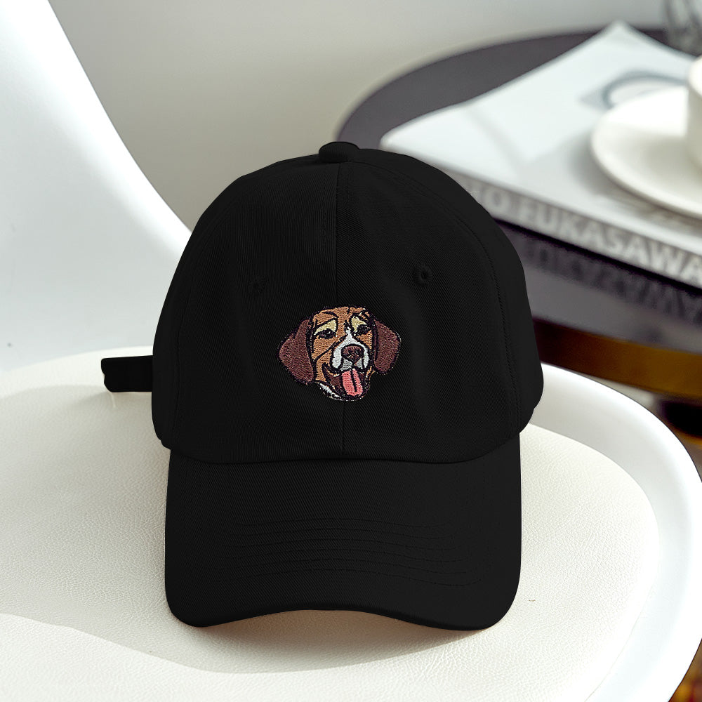 Personalized Embroidered Pet Photo Hat – Custom Dog Face Cotton Cap Gift for Pet Lovers