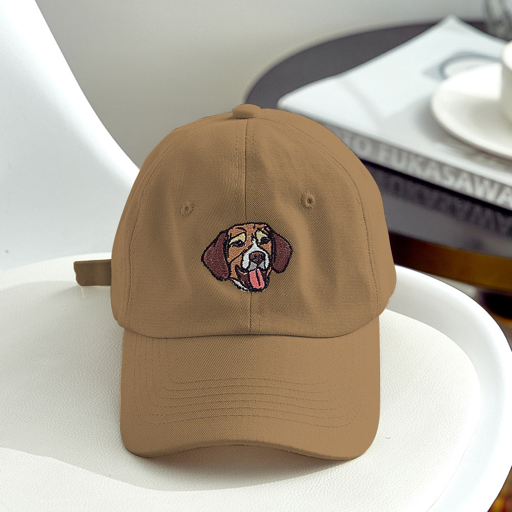 Personalized Embroidered Pet Photo Hat – Custom Dog Face Cotton Cap Gift for Pet Lovers