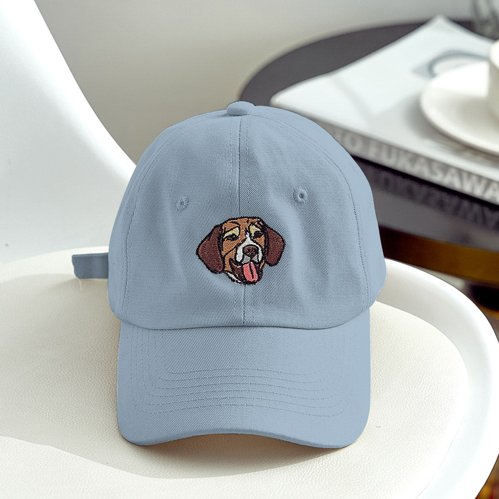 Personalized Embroidered Pet Photo Hat – Custom Dog Face Cotton Cap Gift for Pet Lovers