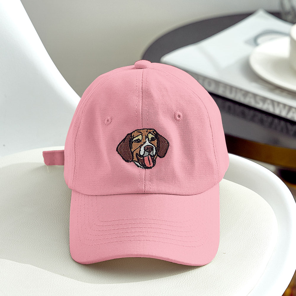 Personalized Embroidered Pet Photo Hat – Custom Dog Face Cotton Cap Gift for Pet Lovers