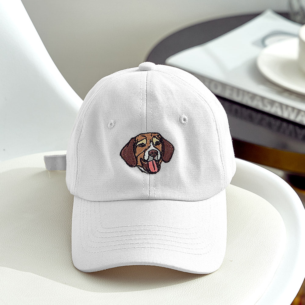 Personalized Embroidered Pet Photo Hat – Custom Dog Face Cotton Cap Gift for Pet Lovers