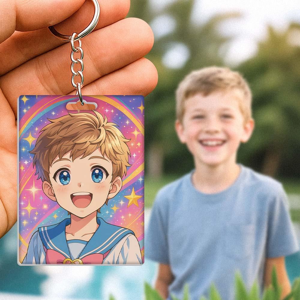 Personalized Custom Cartoon Style Girl Keychain Cute Filter Design Handmade Fashion Accessory Gift