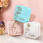 Personalized Birth Flower Jewelry Box – Custom Name Jewelry Organizer Gift for Her