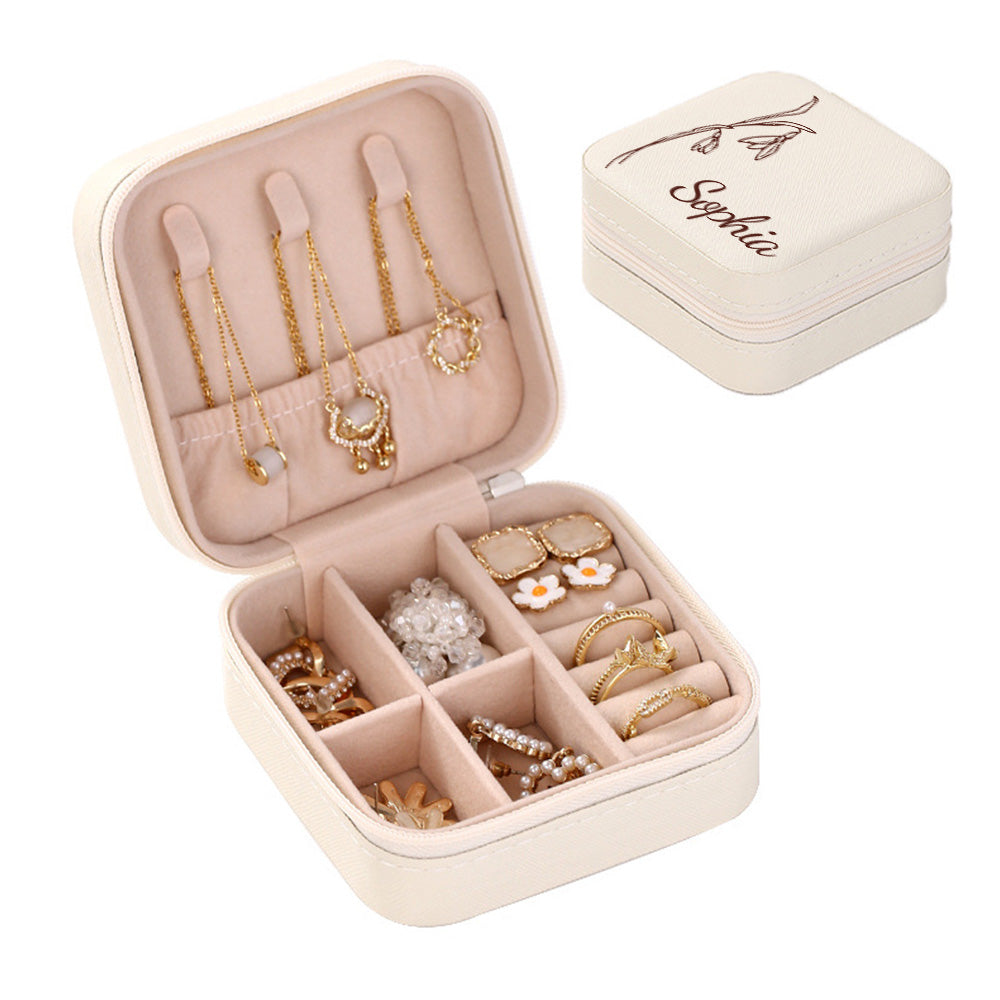 Personalized Birth Flower Jewelry Box – Custom Name Jewelry Organizer Gift for Her