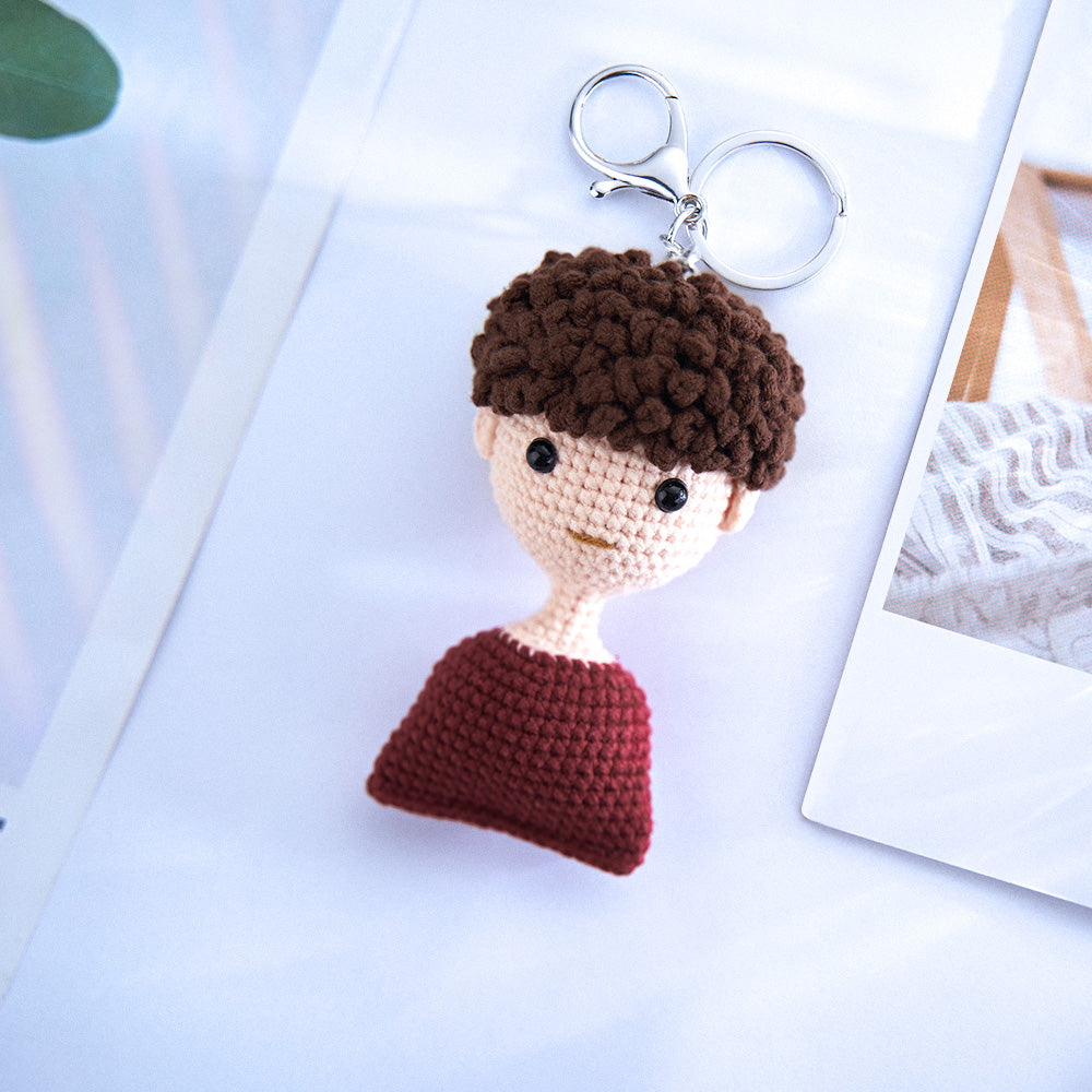 Personalized Crochet Doll Keychain – Custom Handwoven Mini Doll Gift from Photo