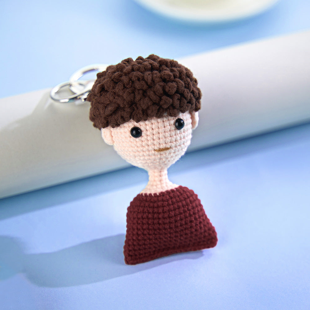 Personalized Crochet Doll Keychain – Custom Handwoven Mini Doll Gift from Photo