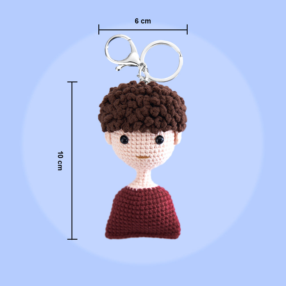 Personalized Crochet Doll Keychain – Custom Handwoven Mini Doll Gift from Photo
