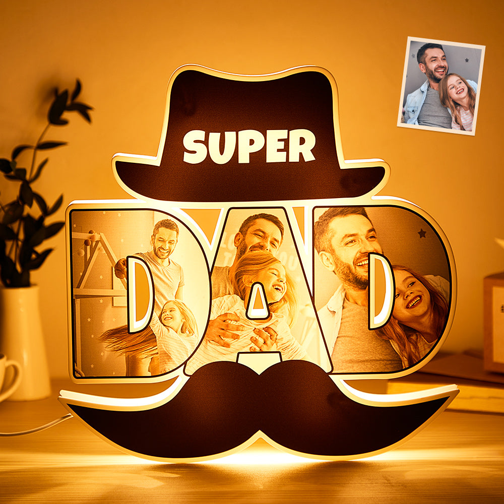 Personalized Photo Beard Night Light – Custom LED Lamp, Father's Day Gift