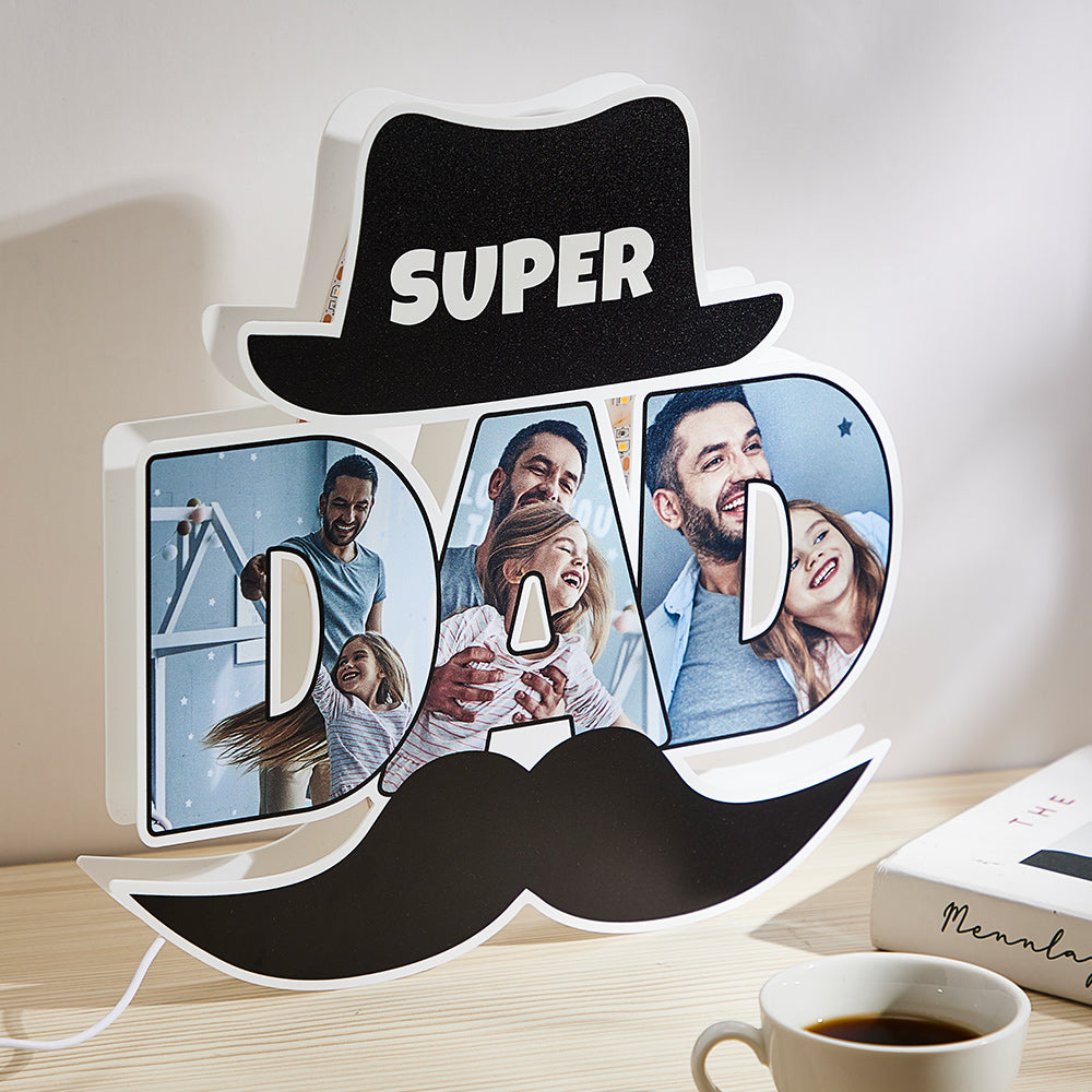 Personalized Photo Beard Night Light – Custom LED Lamp, Father's Day Gift