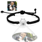 Personalized Dog Paw Photo Projection Bracelet – Custom Pet Photo Braided Rope Gift