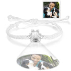 Personalized Dog Paw Photo Projection Bracelet – Custom Pet Photo Braided Rope Gift