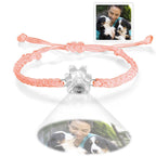 Personalized Dog Paw Photo Projection Bracelet – Custom Pet Photo Braided Rope Gift