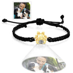 Personalized Dog Paw Photo Projection Bracelet – Custom Pet Photo Braided Rope Gift