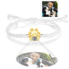 Personalized Dog Paw Photo Projection Bracelet – Custom Pet Photo Braided Rope Gift