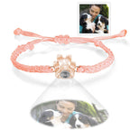 Personalized Dog Paw Photo Projection Bracelet – Custom Pet Photo Braided Rope Gift