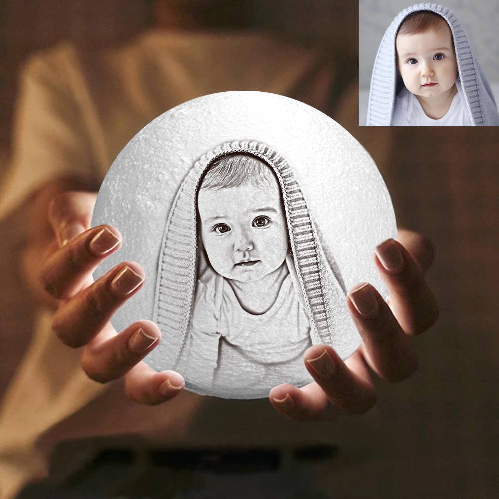 Custom 3D Moon Lamp – Personalized Photo Night Light, Christmas Gift for Family