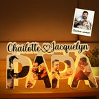 Personalized Papa Photo Name LED Night Light – Custom Acrylic Family Lamp, Father's Day Gift