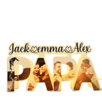 Personalized Papa Photo Name LED Night Light – Custom Acrylic Family Lamp, Father's Day Gift