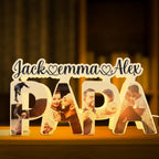 Personalized Papa Photo Name LED Night Light – Custom Acrylic Family Lamp, Father's Day Gift