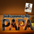Personalized Papa Photo Name LED Night Light – Custom Acrylic Family Lamp, Father's Day Gift
