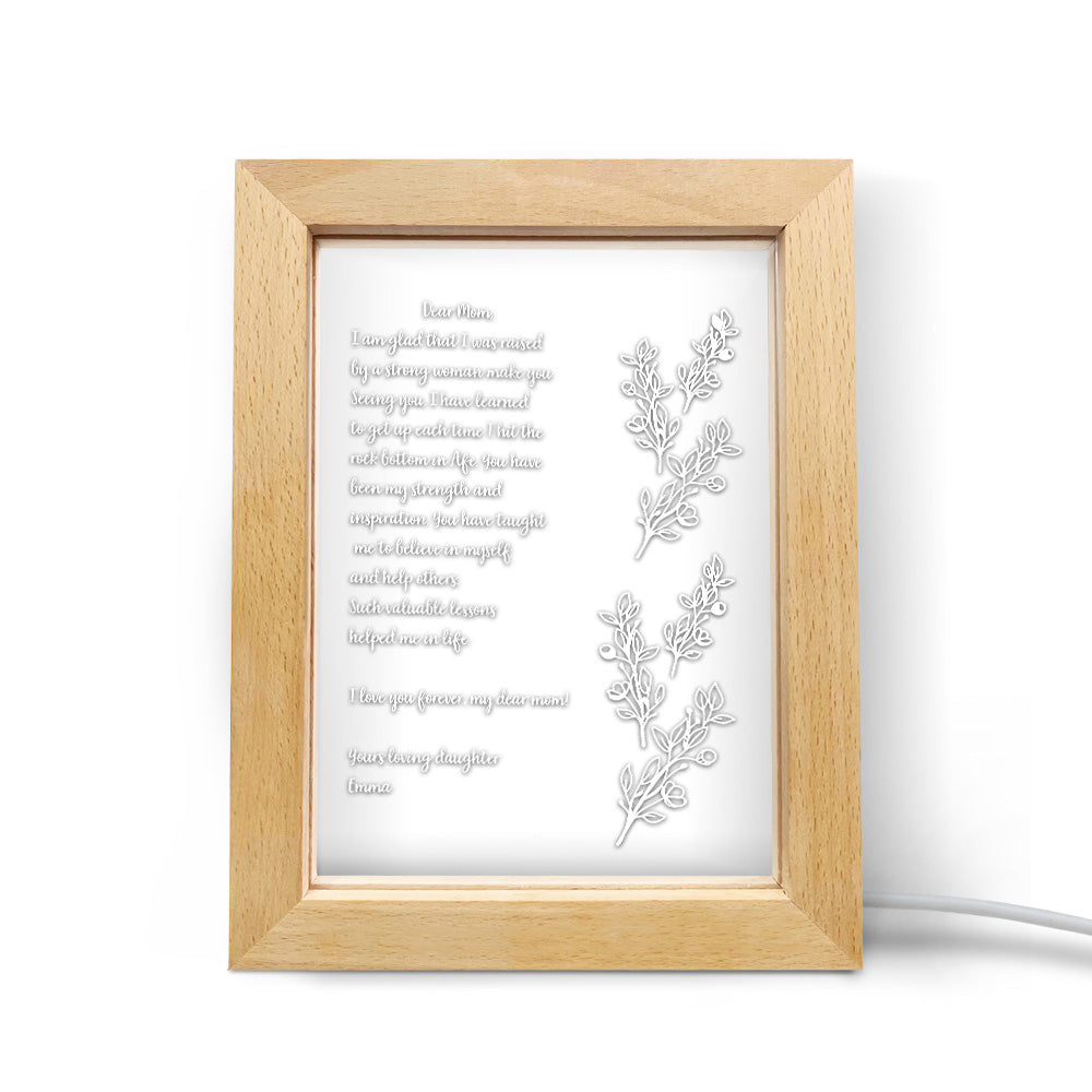 Personalized Handwritten Letter Night Light – Custom Wooden Frame LED Lamp, Mother's Day Gift