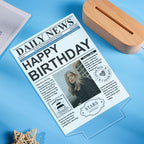 Personalized Photo Newspaper Acrylic Night Light – Custom 7-Color LED Lamp, Birthday Gift