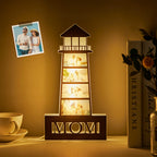 Personalized Photo Lighthouse LED Night Light – Custom Home Decor, Mother's Day Gift