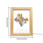 Personalized Birth Flower Bouquet LED Night Light – Custom Names Wood Acrylic Lamp, Mother's Day Gift