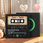 Personalized Retro Black Cassette Tape Music Fridge Magnet Framed – Custom Names Valentine Gift