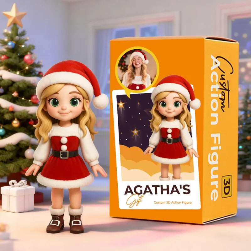 Personalized 3D Mini Figure Christmas Desk Figurine from Photo – Custom Holiday Gift