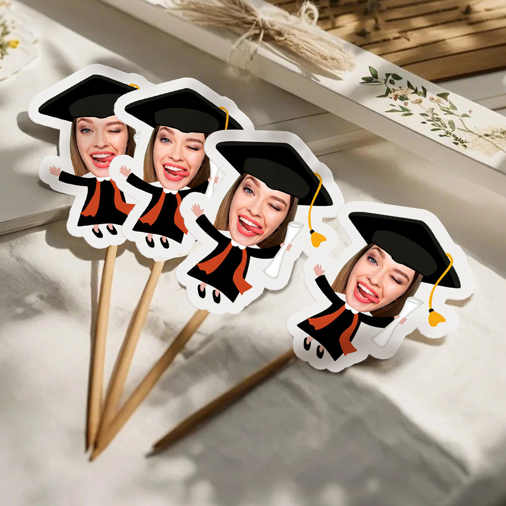 Personalized Graduation Cupcake Toppers – Custom Name Cake Decoration Party Favor Gift