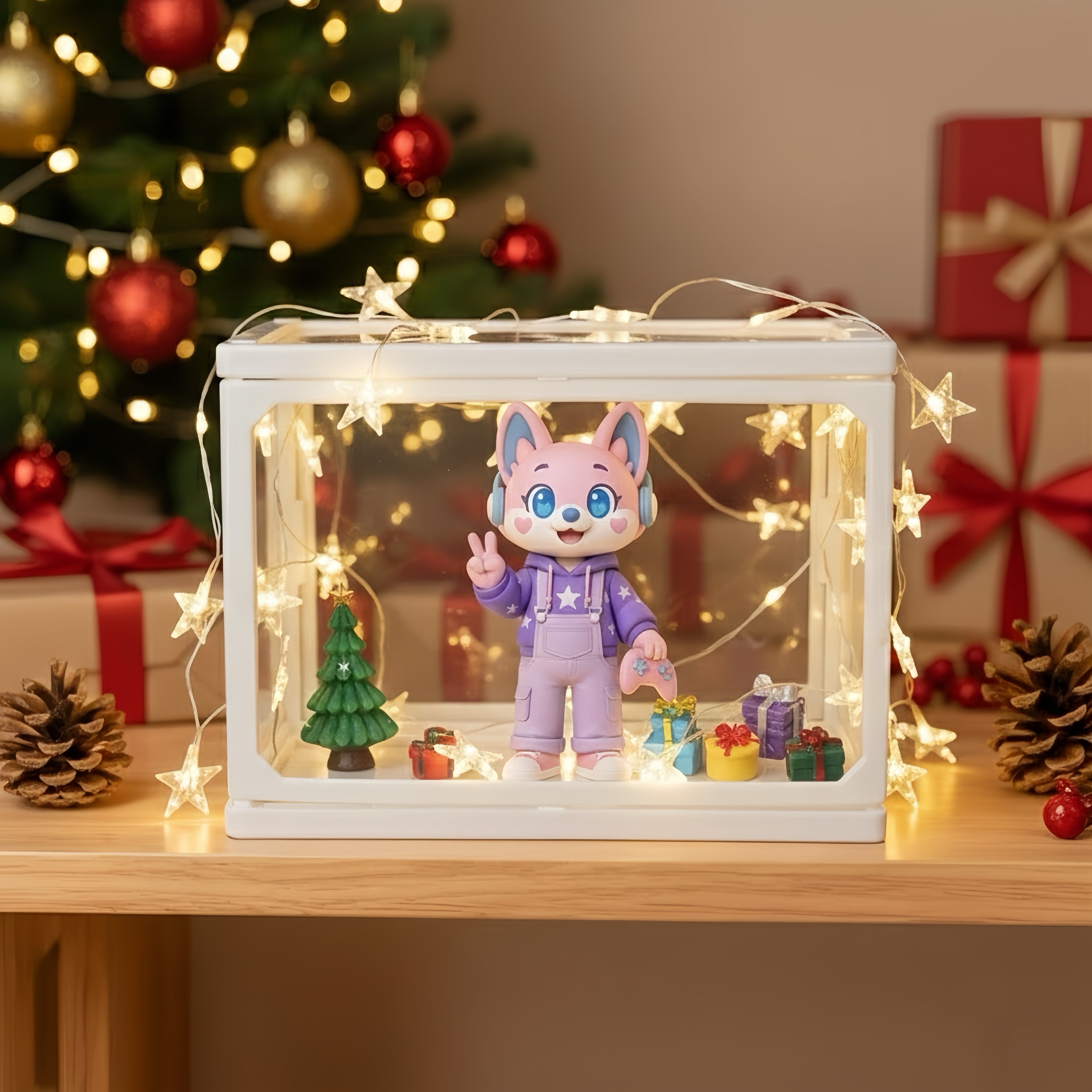 Personalized 3D Mini Figure Glass Dollhouse – Custom Photo Scene Display Case Christmas Gift