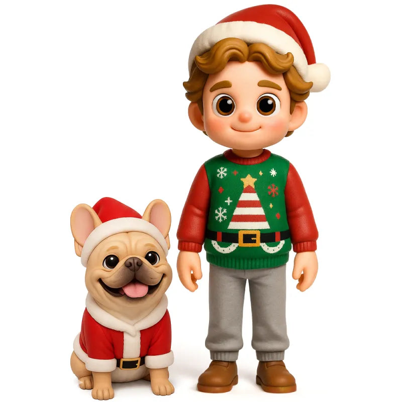 Personalized 3D Mini Figure Christmas Desk Figurine from Photo – Custom Holiday Gift