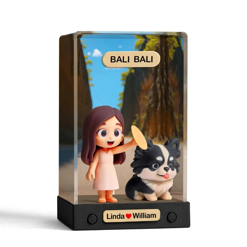 Personalized 3D Mini Figure with Acrylic Box from Photo – Custom Background Toy Figurine Gift