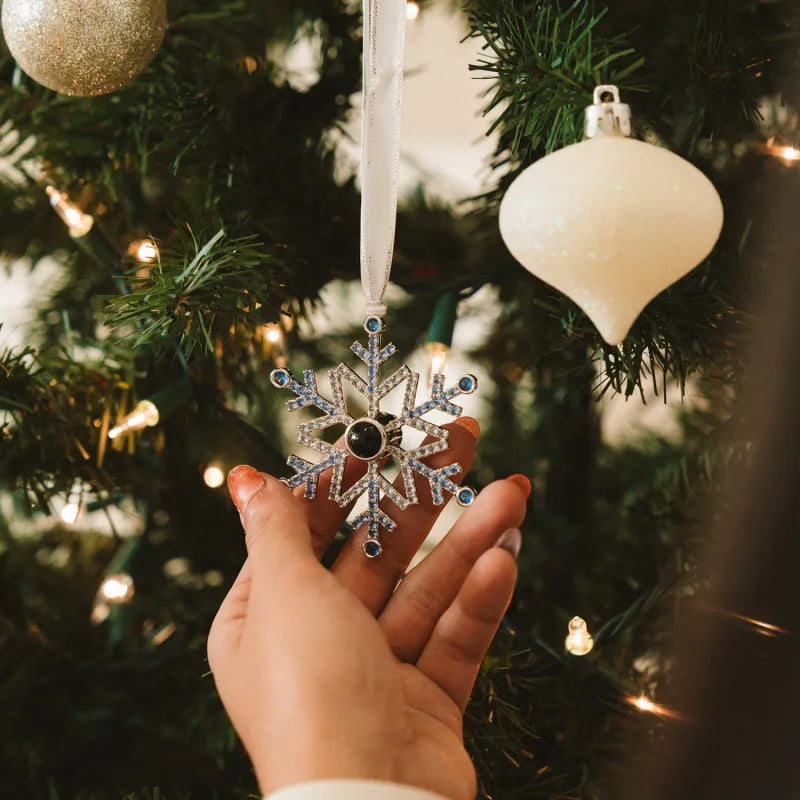 Personalized Snowflake Photo Projection Ornament – Custom Picture Christmas Holiday Gift