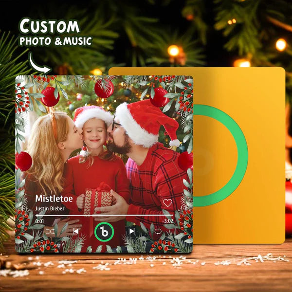 Personalized Family Photo Music Fridge Magnet Frameless – Custom Song Christmas Gift for Family