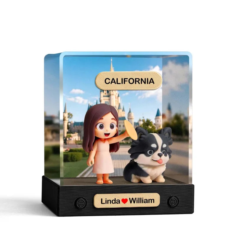 Personalized 3D Mini Figure with Acrylic Box from Photo – Custom Background Toy Figurine Gift