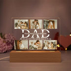 Personalized Dad LED Night Light – Custom 6 Photos & Text Acrylic Lamp, Father's Day Gift