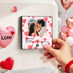 Personalized Photo Music Fridge Magnet Colorful Frame with Hearts – Custom Song Valentine Gift
