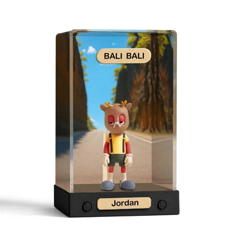 Personalized 3D Mini Figure with Acrylic Box from Photo – Custom Background Toy Figurine Gift