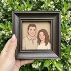 Custom Couple Clay Portrait Framed Print – Personalized Wedding Gift