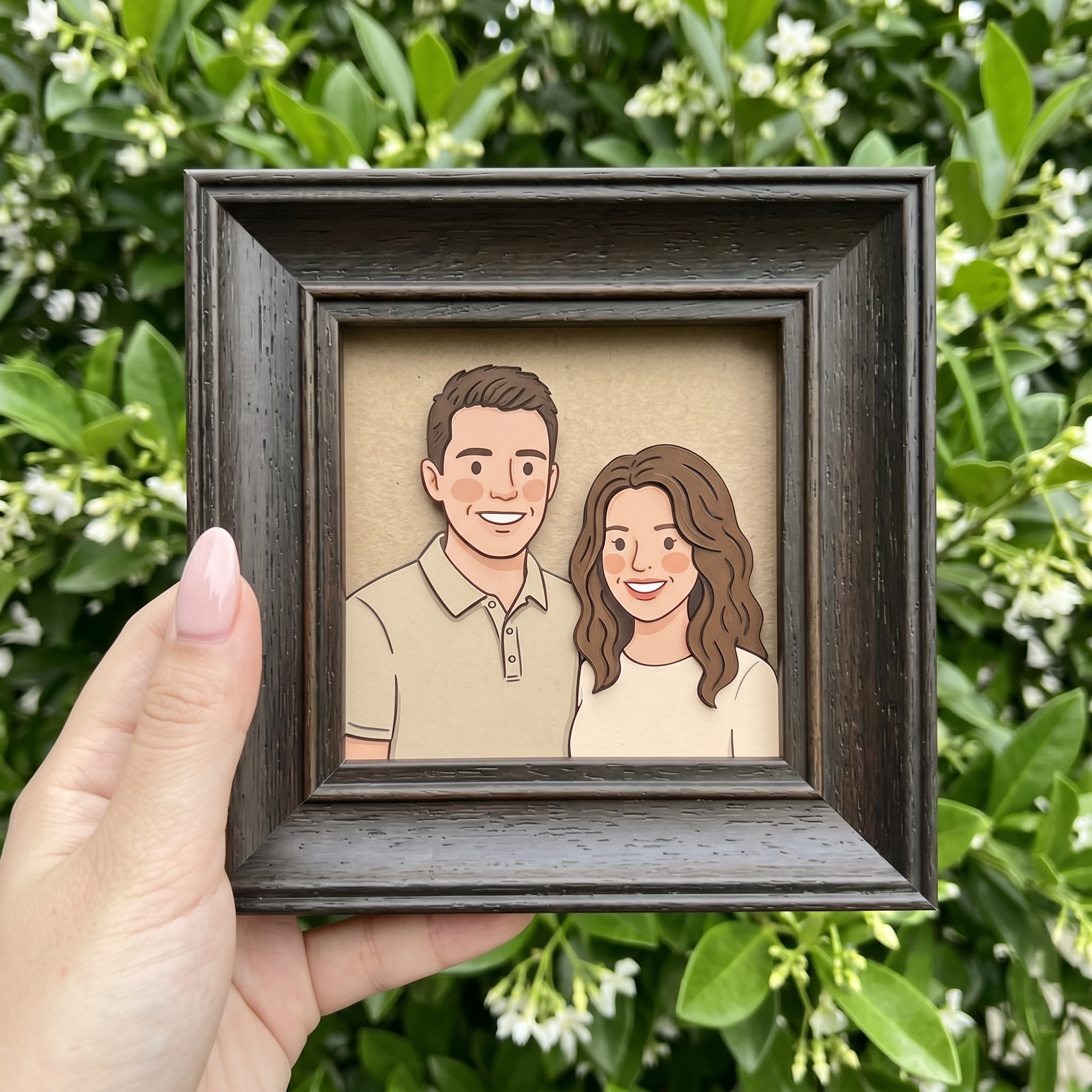 Custom Couple Clay Portrait Framed Print – Personalized Wedding Gift