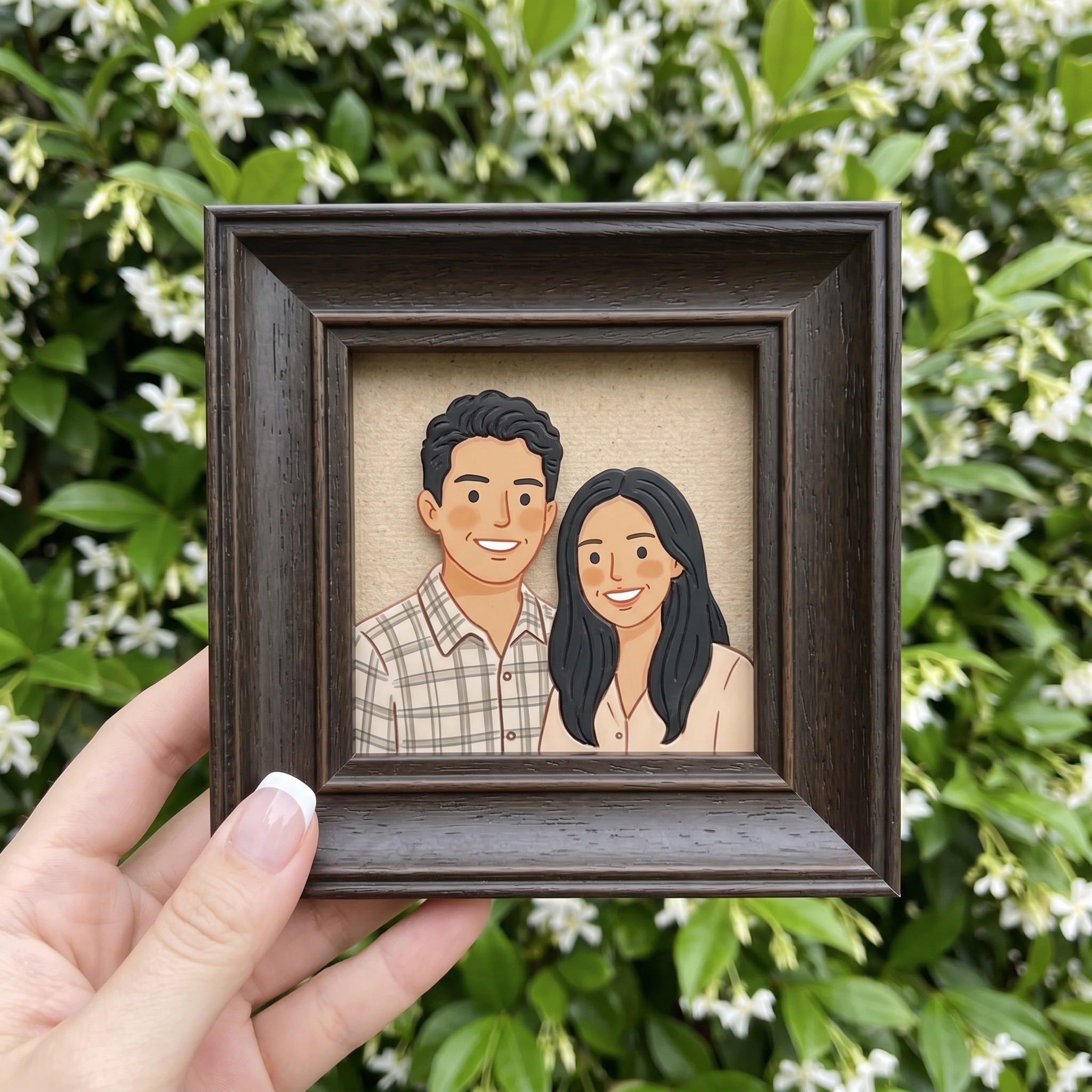 Custom Couple Clay Portrait Framed Print – Personalized Valentine's Day Gift