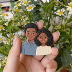 Custom Couple Clay Portrait Keychain – Personalized Valentine's Day Gift