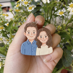 Custom Couple Clay Portrait Keychain Set – Personalized Matching Gift